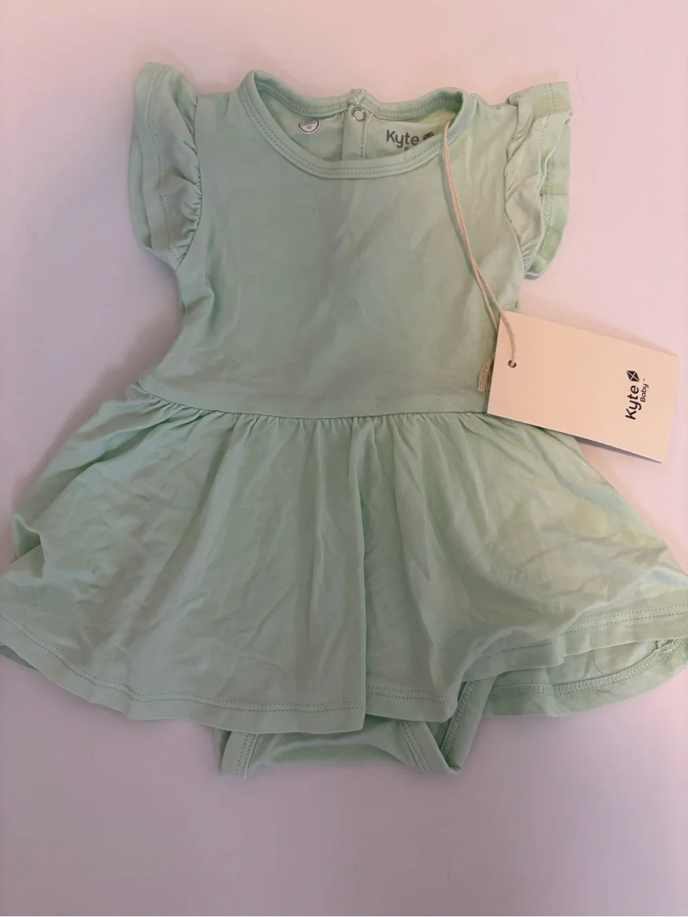Kyte BABY Mint Green Flutter-Sleeve Twirl Dress 3-6Months NWT